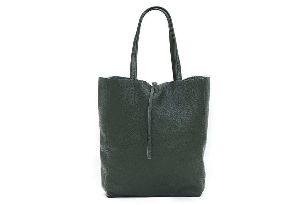 Dark Green Leather Tote Bag | Handmade in Italy | Buy Online