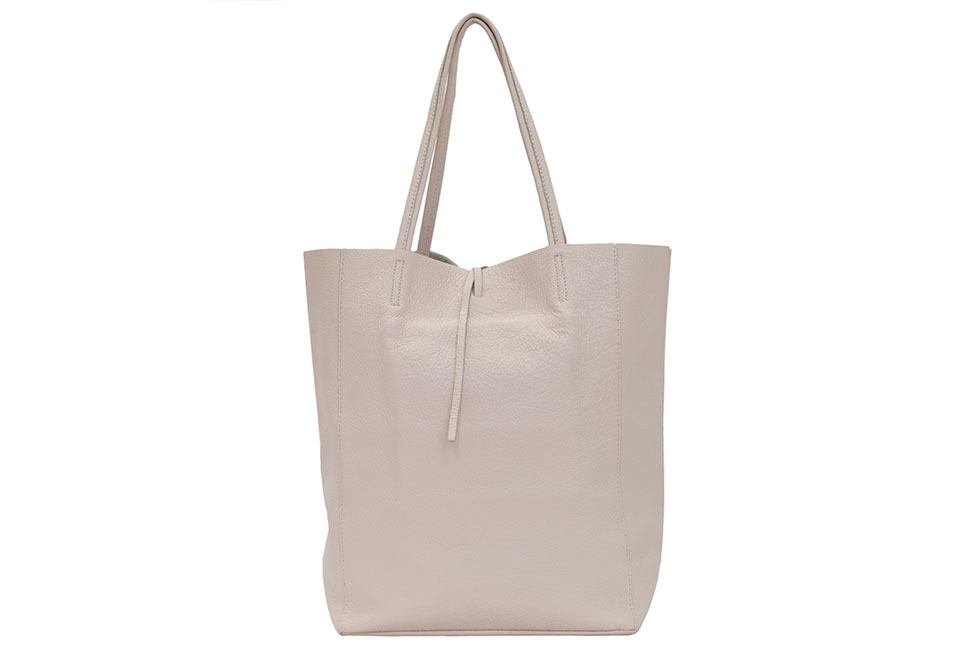Dove-grey leather Tote Bag | Handmade in Italy | Buy Online